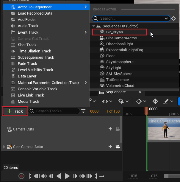  Adding a sequencer track for the MetaHuman blueprint 