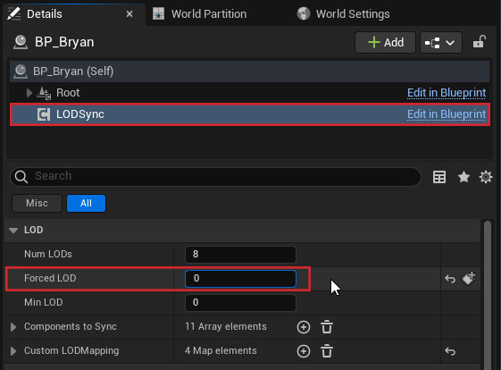  Changing the Forced LOD setting 