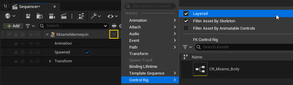  Adding a layered control rig track