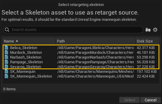 Paragon skeletons showing up as a valid retarget source